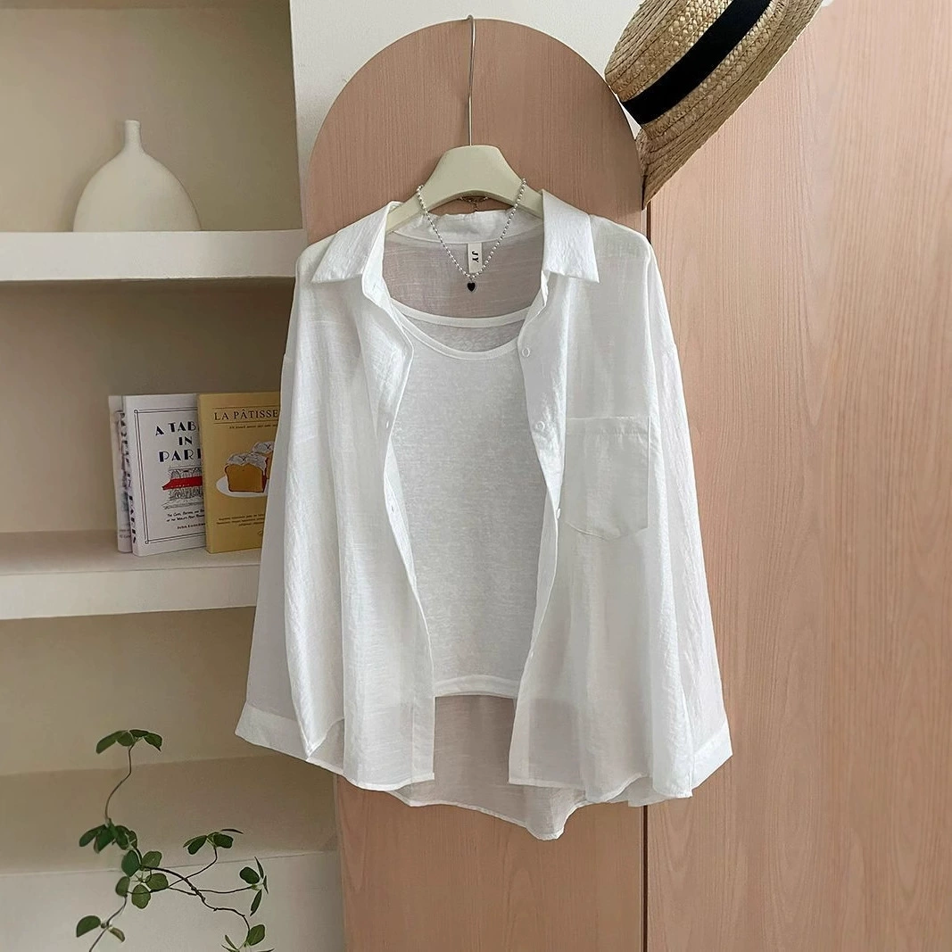 2025 новая нежная нишевая легкая солнцезащитная рубашка с длинными рукавами в японском стиле для женщин, летняя корейская версия, свободный модный топ