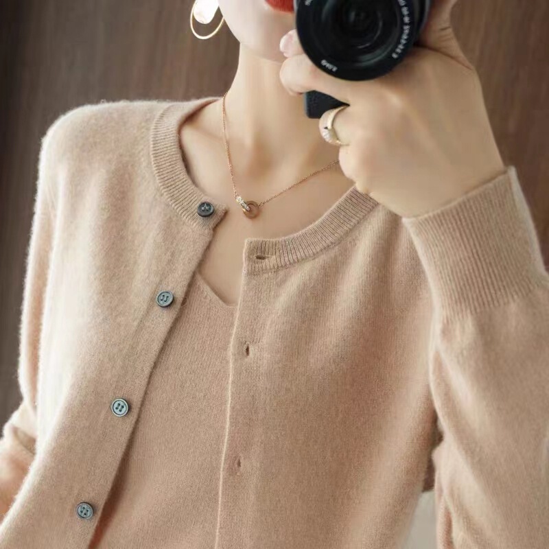 2025 New Spring & Fall 100% Pure Wool Knitwear Cardigan Women's Top Cashmere Outer Knitwear Autumn and Winter Knitwear Jacket