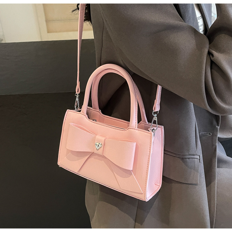 Women's Medium Pu Leather Bow Knot Cute Zipper Handbag display picture 6