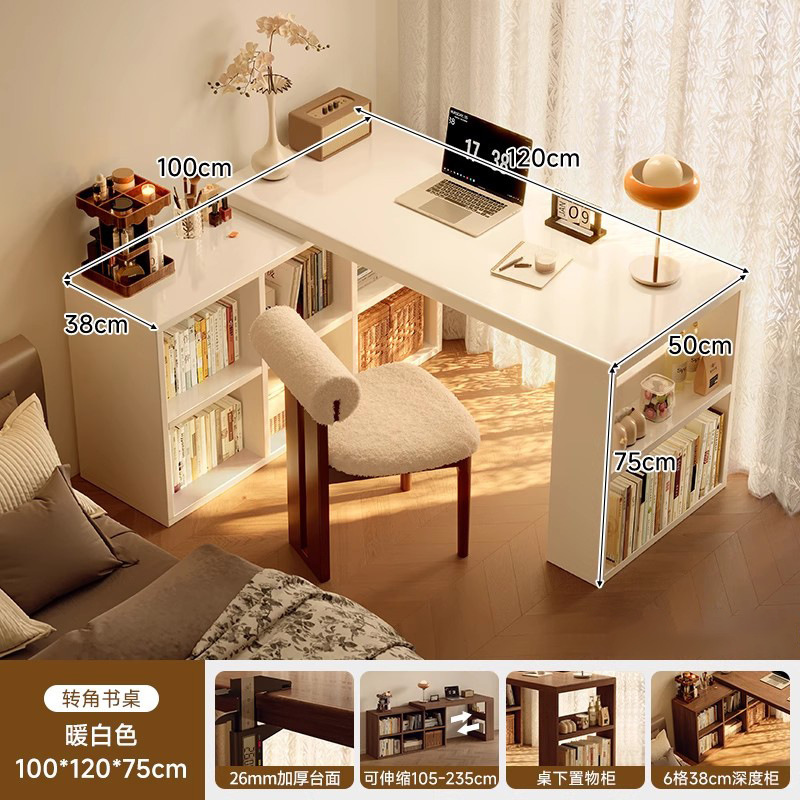 Esquina de madera maciza, escritorio, estantería, mesa integrada, dormitorio, hogar, tocador para estudiantes, escritorio para computadora en forma de l, oficina