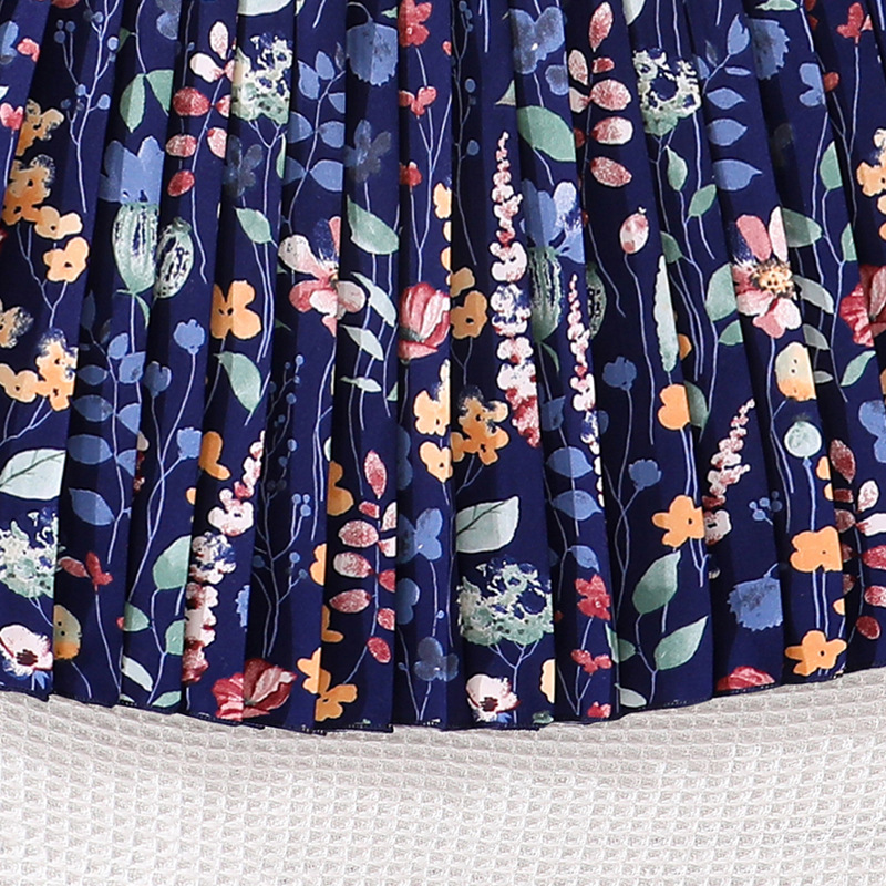 Robe d'été pour fille à fleurs françaises, manches courtes, style princesse, coupe ajustée, plissée, motif végétal_voghion.com
