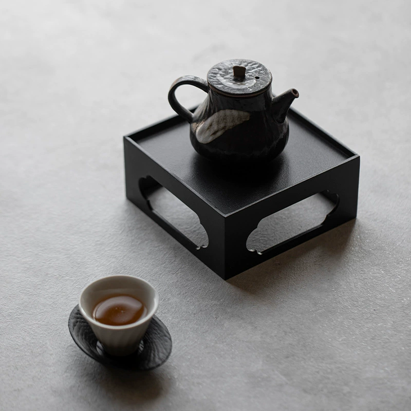 Поднос для чайника из кованого железа в китайском стиле дзен, подставка для чайного сервиза, поднос для сухого заваривания, подставка для растений.