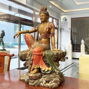 H^Batch Temple Character Painted Statue Can Be Customized with Art Ornaments, Creative Cast Copper, Fiberglass, Indoor Shuiyue Guanyin