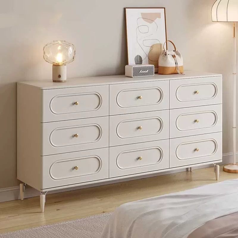 Шкаф с девятью ящиками в кремовом стиле, шкаф для хранения в спальне, гостиная, ультратонкий настенный прикроватный шкаф для хранения, американский встроенный шкаф с ящиками