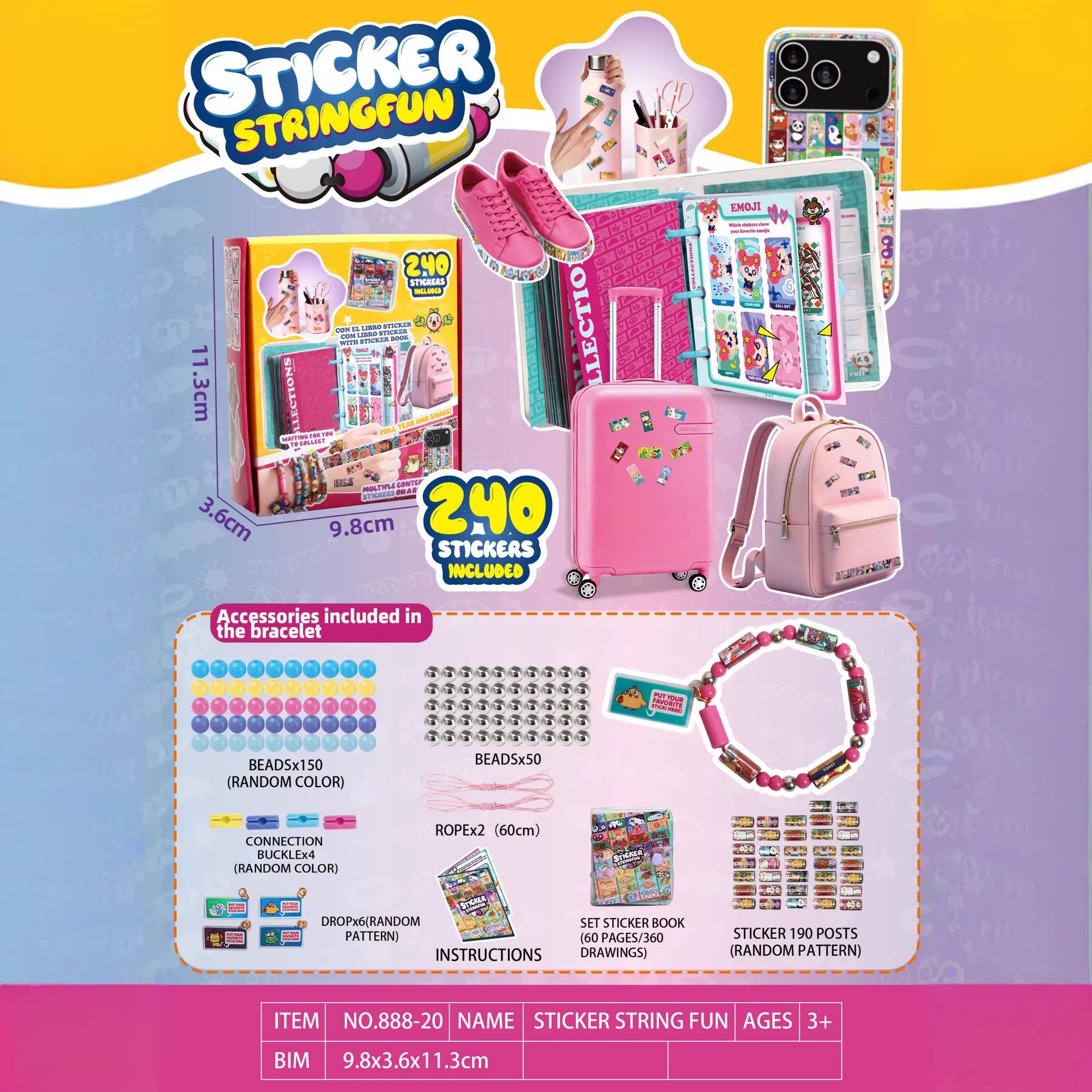 Pegatinas de juguetes para niños pulseras STICKI ROLL productos acabados creativos accesorios pegatinas de cuentas transfronterizas