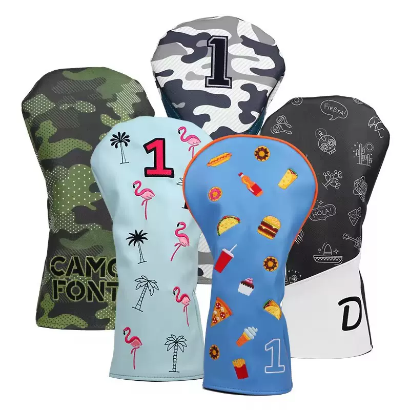 厂家定制 高尔夫球杆套 PU木杆1 3 5球头保护套 GOLF杆头配件