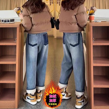 高腰加绒弹力哈伦牛仔裤女2025年秋冬季性感遮肉显瘦萝卜老爹裤子