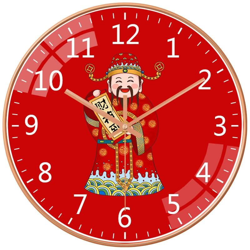 Настенные часы в китайском стиле «Бог богатства» для гостиной, красные, праздничные, премиум-класса, оптом от производителя, китайский стиль