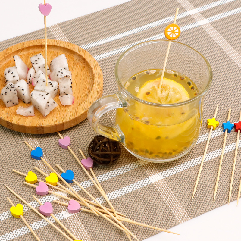 Desechable palo de bambú 12cm cóctel decorativo palo de postre