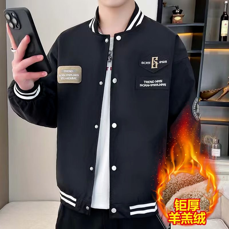oversize外套男女国潮高街vintage复古棒球服学生情侣装加绒外套
