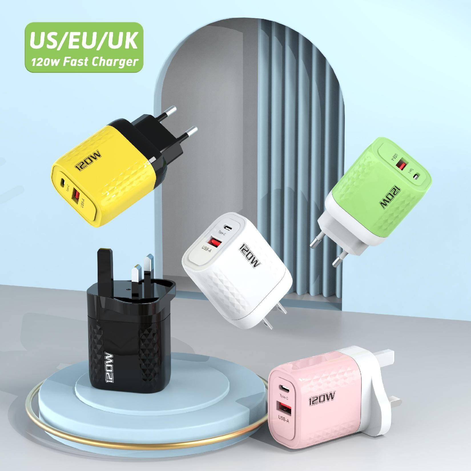 Cargador de alta potencia multipuerto poroso con cabeza de carga rápida de uso general, estándar americano, estándar europeo, estándar británico, estándar australiano, multiinterfaz