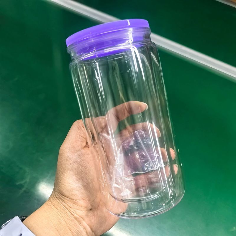 クロスボーダー 16 オンス大容量二層プラスチックメイソンカップシンプルでファッショナブルなゼリーカラーポータブル屋外ストローカップ|undefined