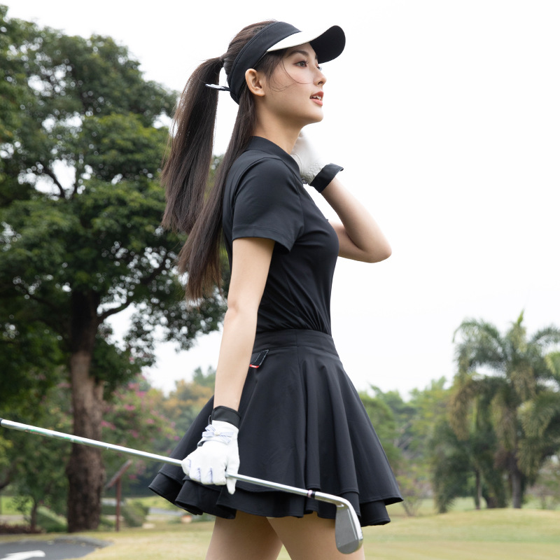 Áo polo tay ngắn nữ chơi golf PGM025 – chất liệu co giãn cao, kháng khuẩn chống UV — YF780 áo đen [kháng khuẩn và chống tia UV/vai thoáng khí/đàn hồi cao và mềm mại], YF780 Sakura Phấn hoa Top [Kháng khuẩn Chống UV/Vai thoáng khí/Độ đàn hồi cao và mềm mại]