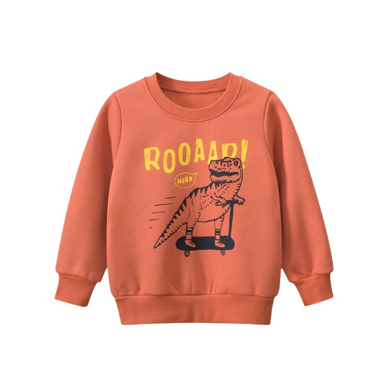 27kids Ropa infantil estilo coreano otoño e invierno nueva colección 2024 sudaderas infantiles ropa para niños dinosaurio tendencia mayorista transfronteriza