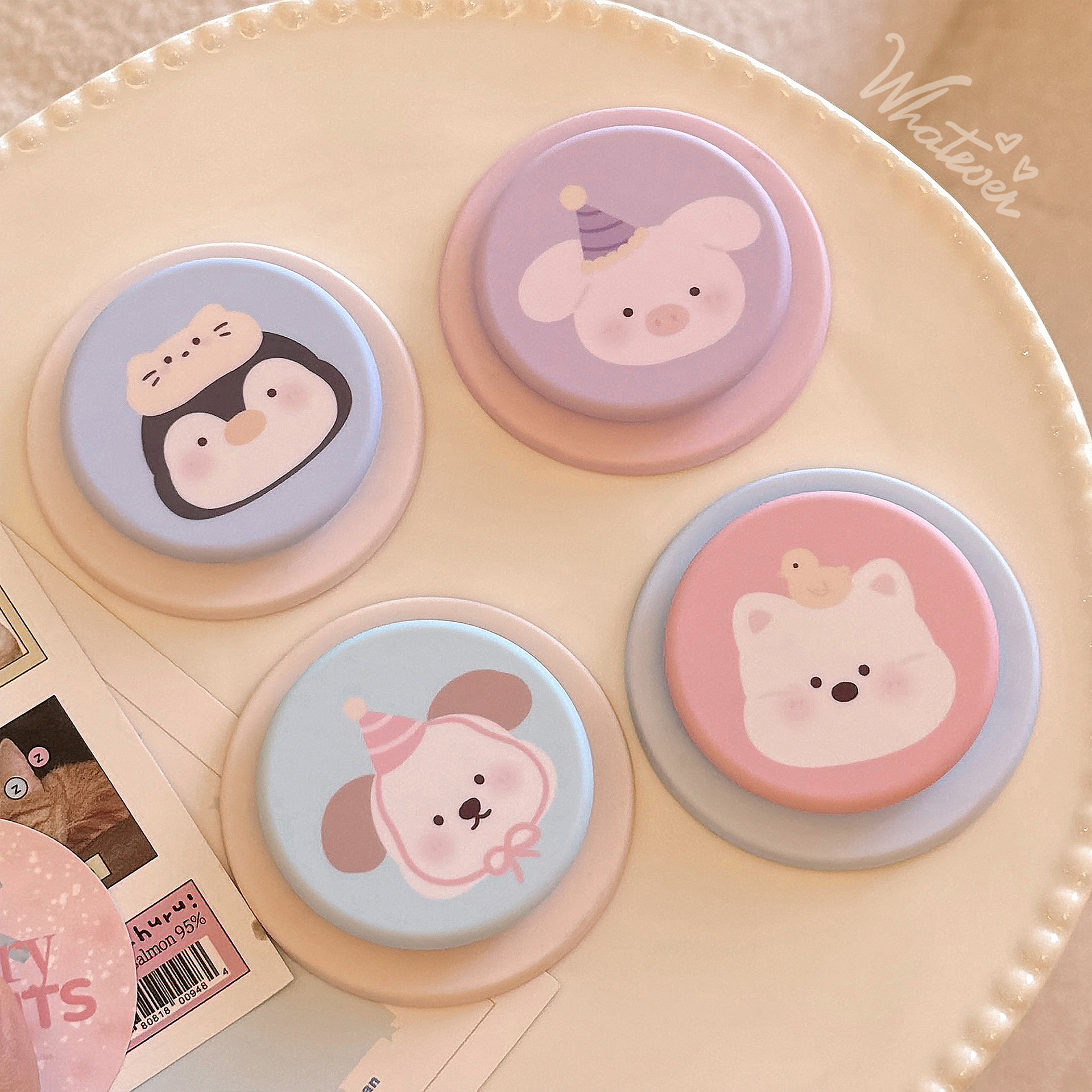 Dibujos animados de nicho para Magsafe soporte magnético película pequeño animal soporte de airbag de teléfono móvil retráctil portátil