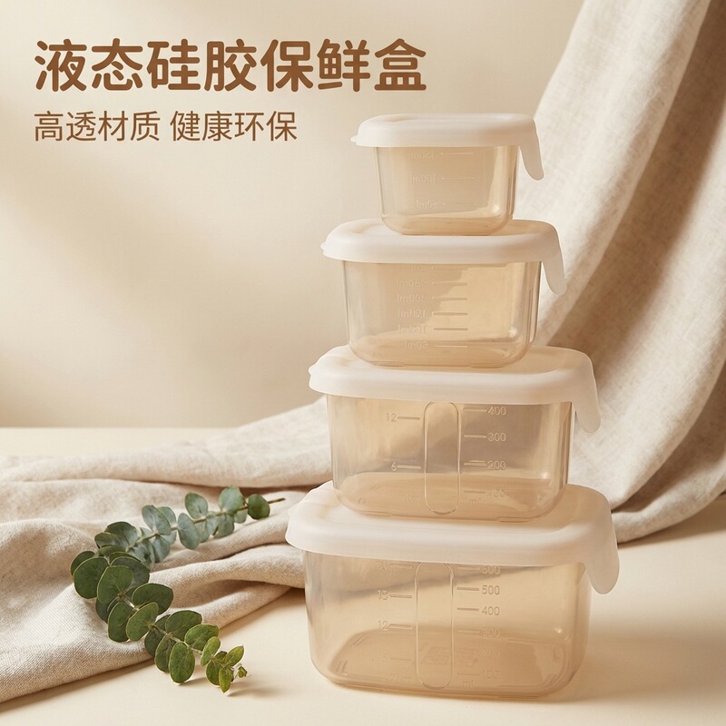 Food-Grade Silicone Storage Box, High Temperature Resistant, Microwaveable Lunch Box for Work, Freezer Storage, Portable Fruit Box