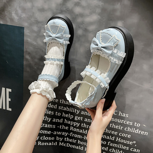 Japanese lolita small leather shoes female students 2023 the spring and autumn period and the new women shoes are lovely bowknot flat single woman shoes