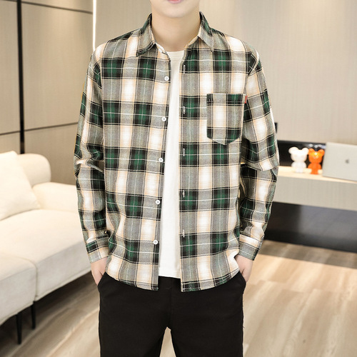 Men's Shirt Spring and Autumn Long Sleeve Collared Shirt Youth Large Size Casual Top Base Shirt Versatile Men's Clothing