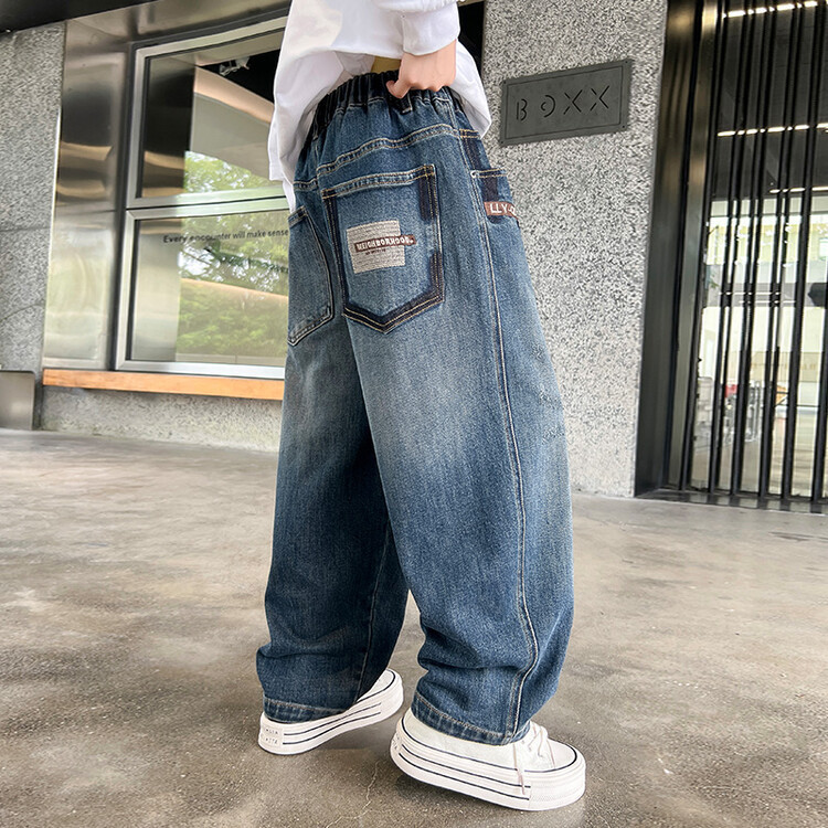 春秋季男童牛仔裤中大童长裤宽松老爹裤洋气休闲裤子下装儿童裤子|undefined