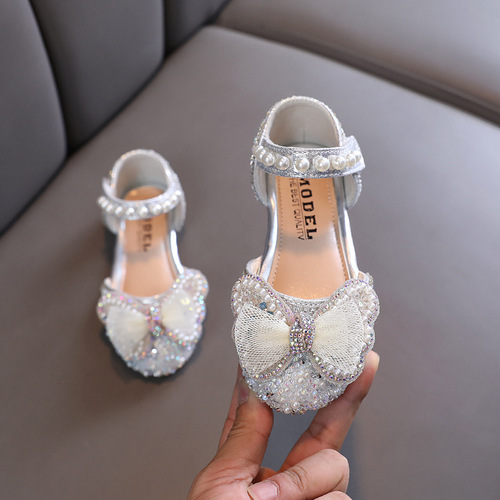 2024 Autumn New Korean Version Girls Princess Girls Small, Medium and Large Children's Single Shoes Princess Shoes Dance Bow