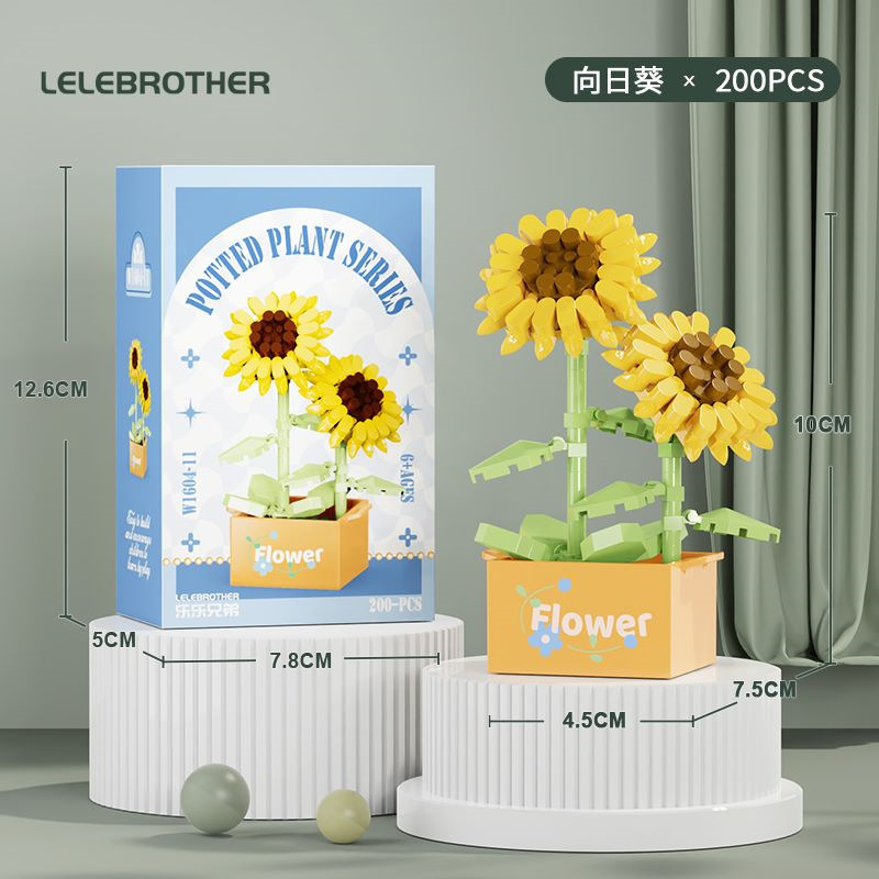 Compatible con flores eternas girasoles de hibisco alta flor de maceta de montaje de bloques de construcción adornos juguetes para niños niñas