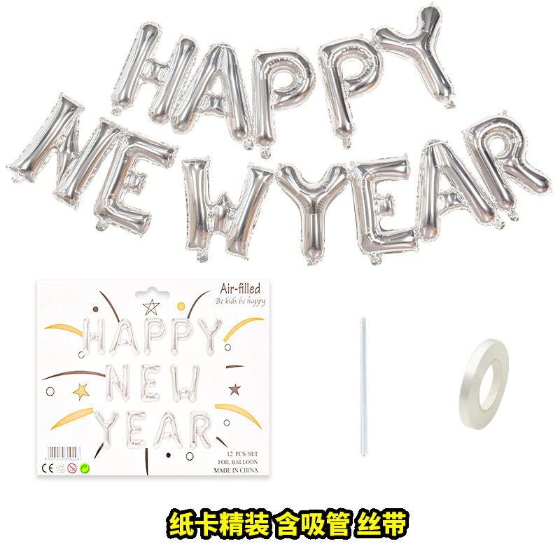 Feliz Año Nuevo carta globo 16 pulgadas happynewyear globo de película de aluminio Año Nuevo decoración de Año Nuevo globo