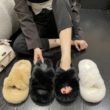 毛毛拖鞋女新款秋冬季保暖家居厚底毛毛拖鞋网红韩版居家毛绒拖鞋