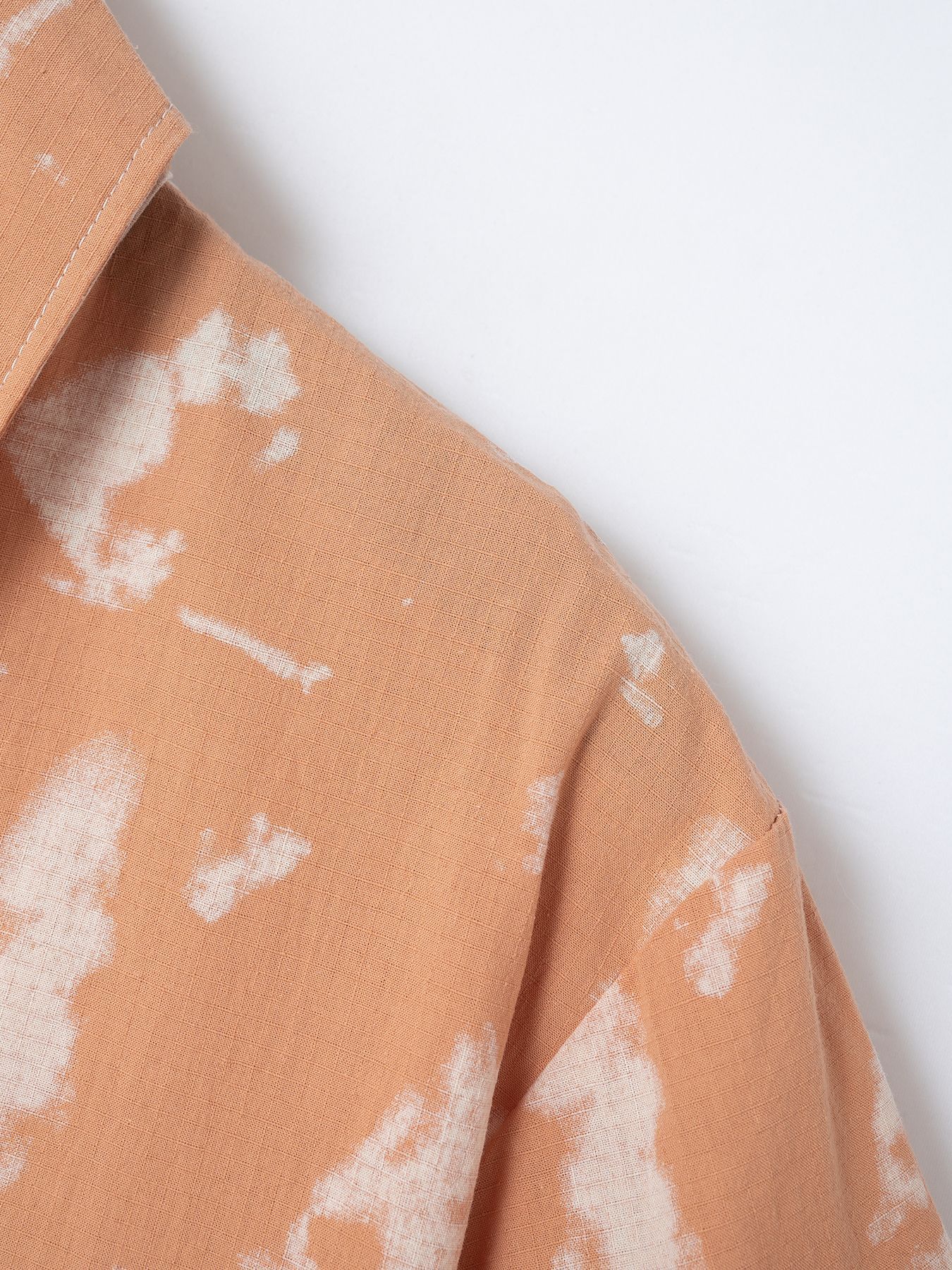 Einfarbiges Herrenhemd Mit Tie-dye Und Kurzem Arm Für Den Strand_voghion.com
