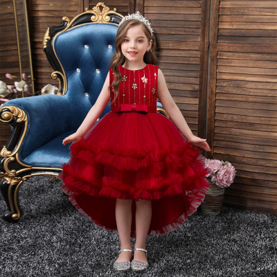 2021 Cross border new pattern children Evening dress Princess Dress girl model Catwalk Tailing CUHK costume 5811