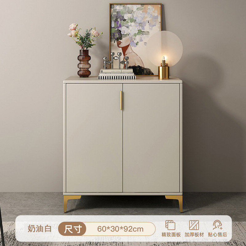 Pequeño gabinete de zapatos de viento crema nuevo tipo 2025 gabinete de almacenamiento de puerta doméstica integrado contra la pared pasillo interior rack de zapatos image 10
