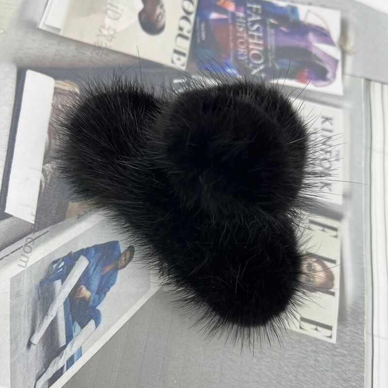 ミンクヘアグリッパー韓国のかわいいぬいぐるみヘアピン気質毛皮グリッパーバックヘッドクリップサメクリップ女性卸売|undefined