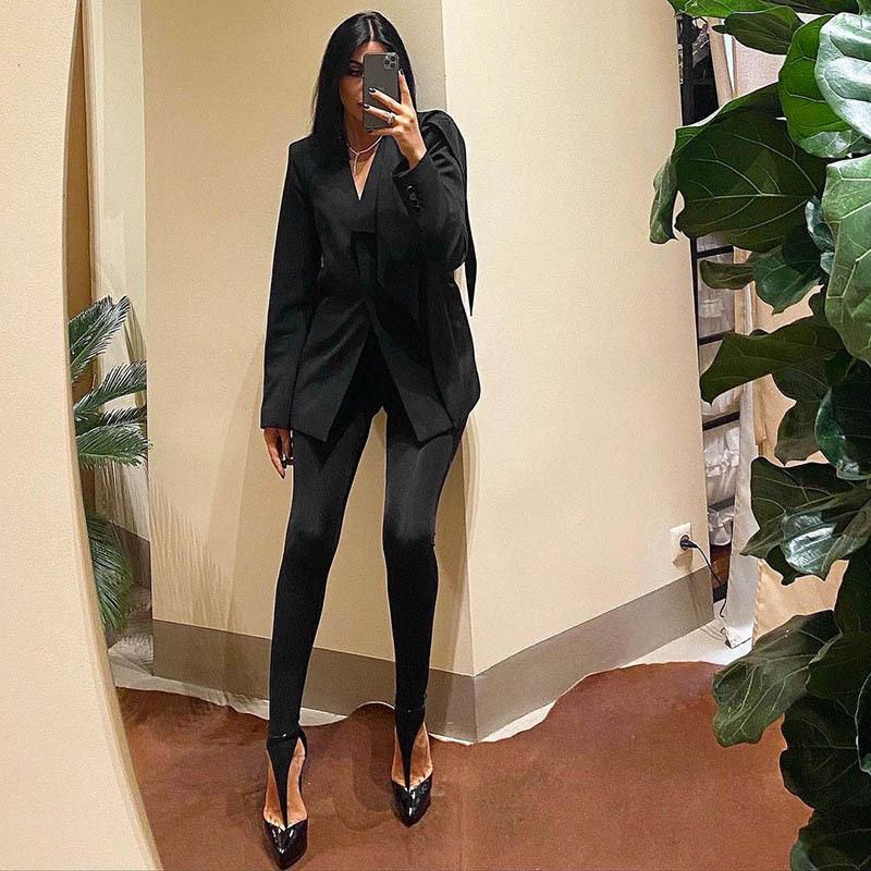 Cross-border European and American Foreign Trade 2025 New Tight Pants High Waist Black Stretch Leggings Women's Slim-fit Pants Trousers