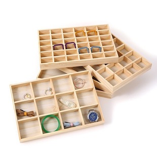New Coupon Solid Wood Empty Tray Jewelry Storage Tray Bracelet Bracelet Jewelry Display Props Cultural Toy Plaid Storage