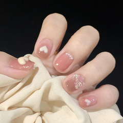 雅婕娜-漸變愛心珍珠蝴蝶結假指甲穿戴甲指甲貼美甲片成品甲片