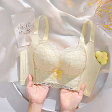 内衣女超强收副乳5排扣聚拢无钢圈防下垂上托蕾丝文胸透气胸罩女