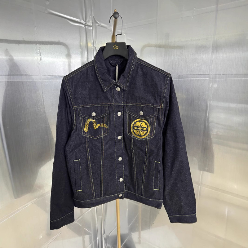 2025 夏の新ファッションブランド福神パターン紳士服ホットスタンピングプリント文字刺繍デニムジャケット|undefined
