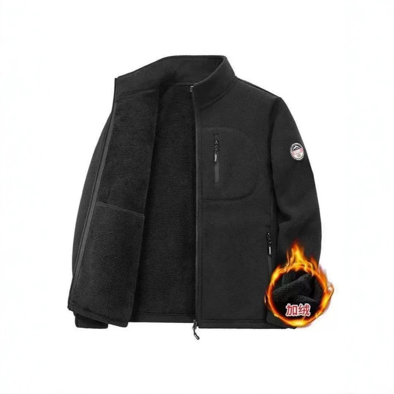 Men's Fleece Jacket Autumn and Winter Style Fleece Cardigan Thickened Men's Middle-Aged Stand-Up Collar Warm Jacket Windproof Top Men's Fleece Jacket Autumn and Winter Style Fleece Cardigan Thickened Men's Middle-Aged Stand-Up Collar Warm Jacket Windproof Top
