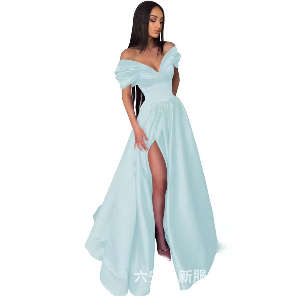 Amazon mujer hombros abiertos corazón vestido de baile largo vestido formal de noche con un vestido abierto