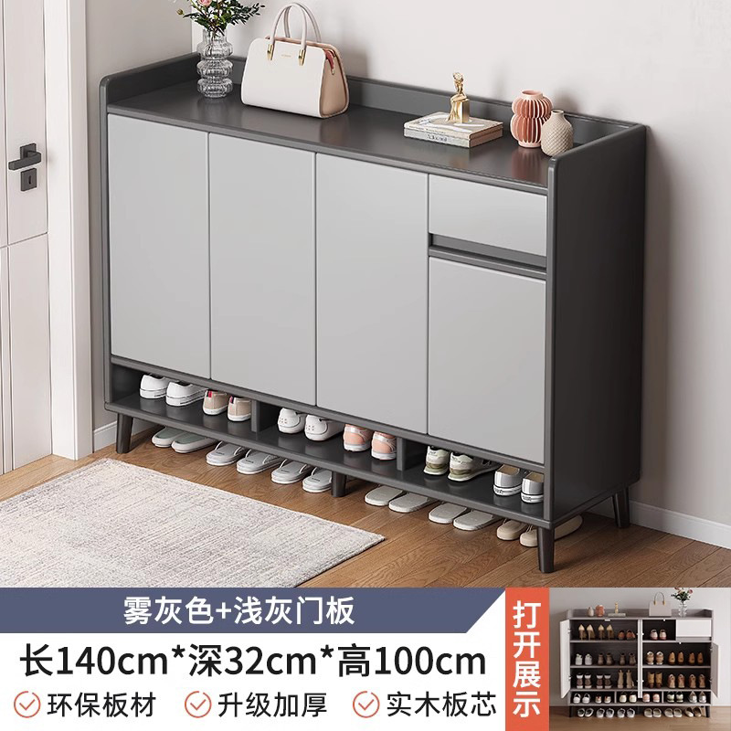 廊下の下駄箱の家庭用入り口の廊下の室内は戸口の外の玄関の戸棚の新型の2024木の色の靴の棚に入ります。