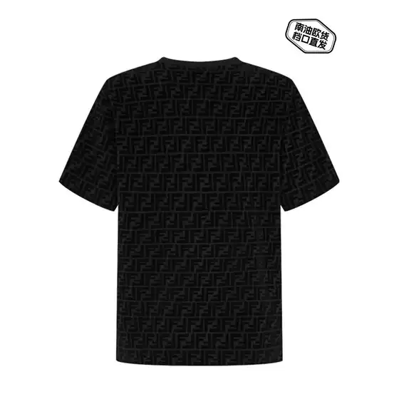 New Summer 2025 FJ Black Flocked T-Shirt Terry Cloth Short Sleeve Crew Neck Loose Fit Unisex Couples Tee