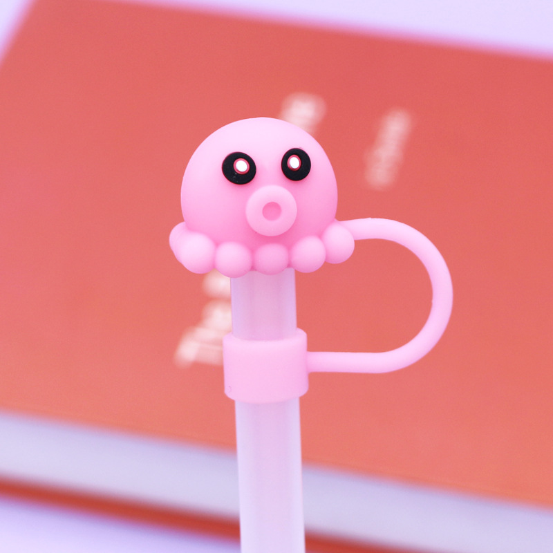 Nueva tapa de pajita de silicona 8-10mm linda muñeca de flores tapa a prueba de polvo se puede reciclar cubierta de pajita transfronteriza