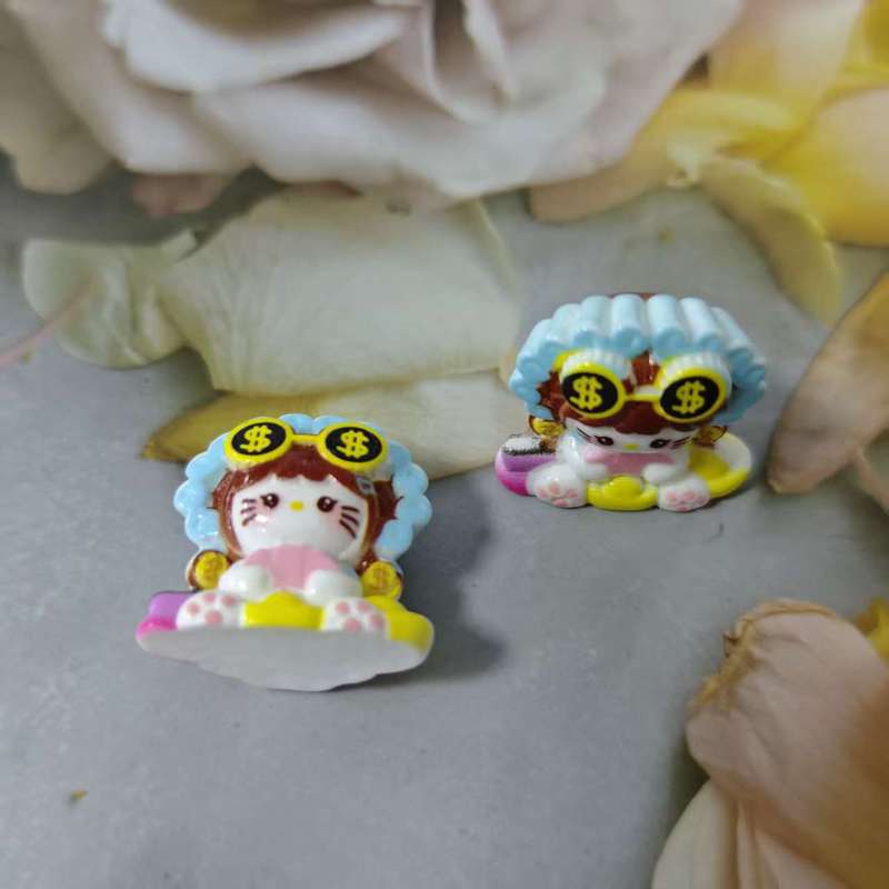 卡通diy树脂配件立体富婆kitty奶油胶发夹手机壳鞋扣钥匙扣饰品摆|undefined