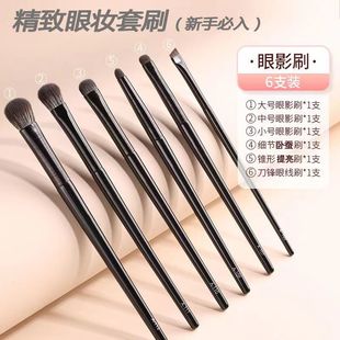 6-Piece Eyeshadow Brush Set for Blending Eye Makeup, Aegyo-Sal Blade Detail Eyeliner Brush, Beauty Tool Makeup Brush Set, Portable