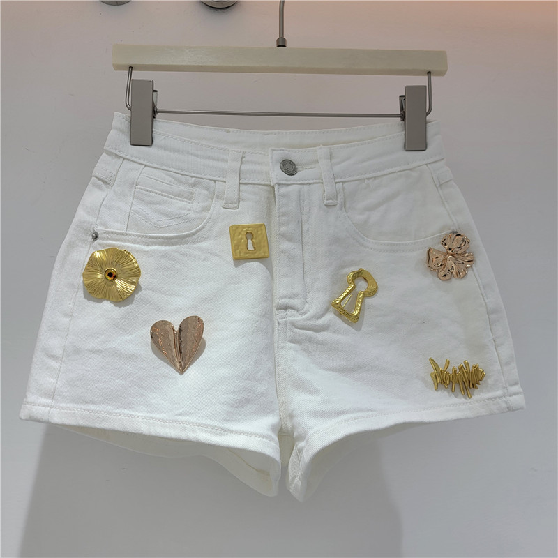 Pantalones Cortos de Mezclilla de Cintura Alta y Pierna Ancha para Mujer