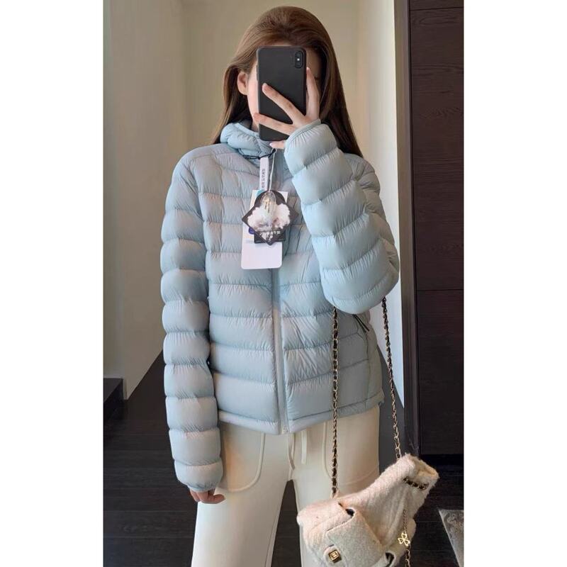 Hot-Selling 90% White Duck down Lightweight Short Hooded Ribbed down Jacket for Women, New Autumn/Winter P1214Y