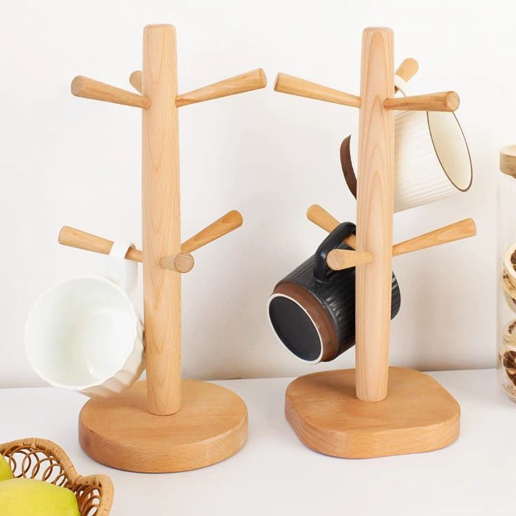 Подставка для чашек в японском стиле из цельного дерева Подставка для хранения чашек из бука