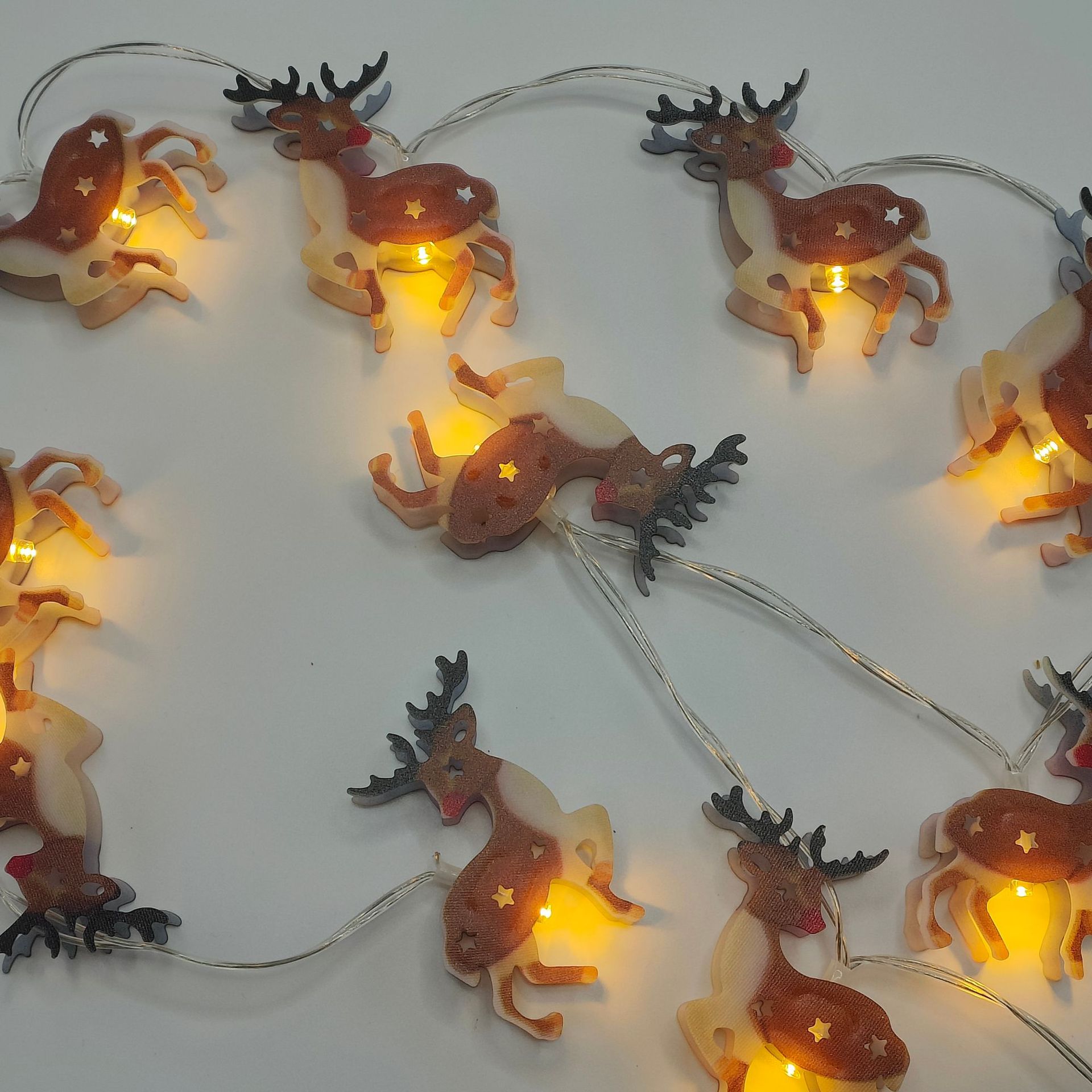 Decoración de Navidad lámparas LED de colores cadena creativa de doble cara muñeco de nieve árbol de Navidad escena de diseño colgante pequeño colgante