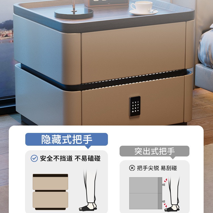 Escritorio de cabecera de bloqueo de contraseña moderno y simple dormitorio de madera maciza italiano minimalista gabinete de almacenamiento de alta calidad