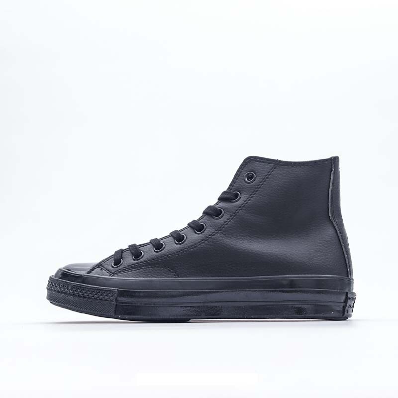 New 1970S Classic Leather Sneakers with Pebbled Texture, Soft Leather, All Black, High-Top, Couple Style Casual Shoes