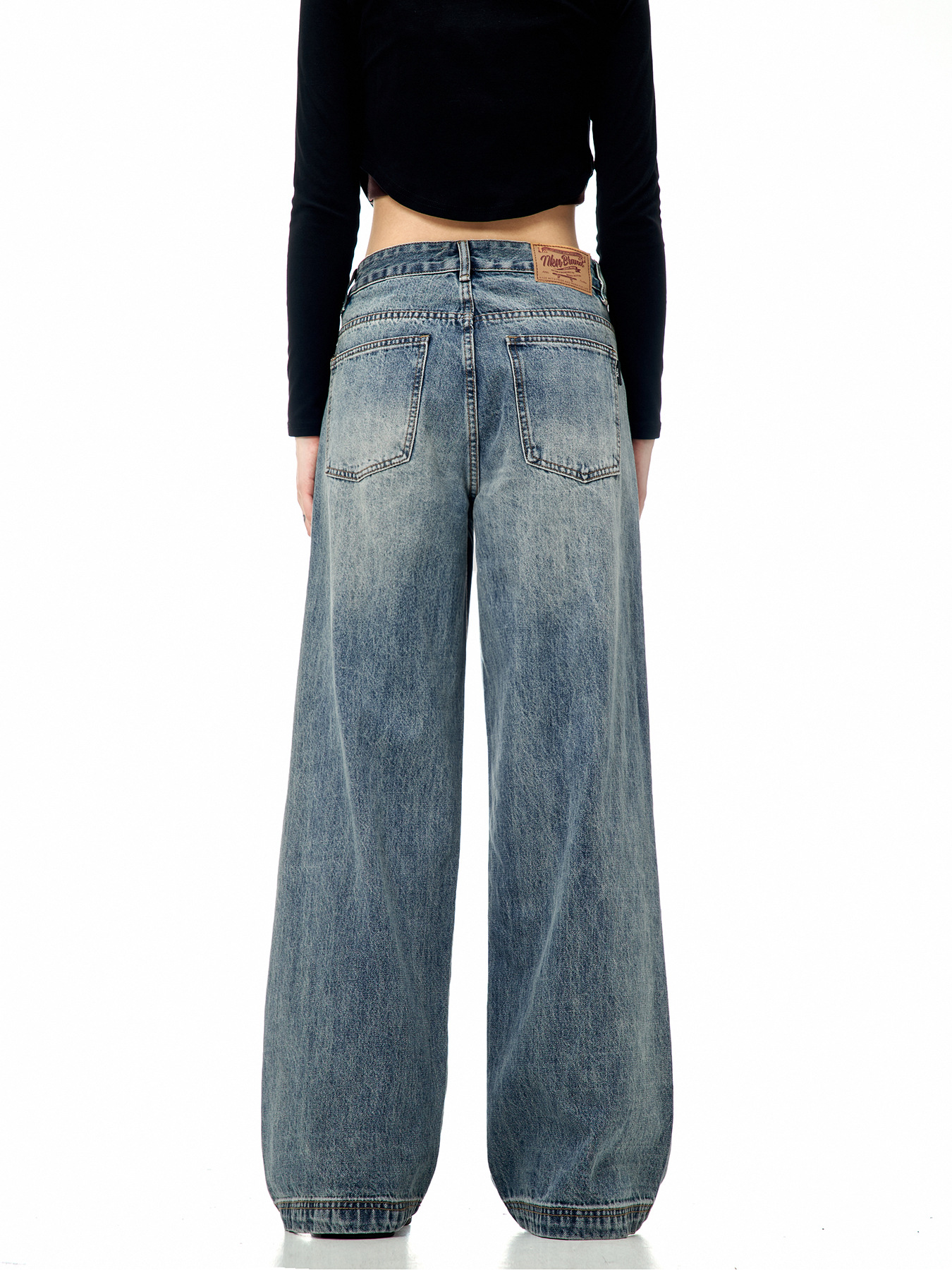 11KN Vaqueros de pierna recta azules retro americanos para hombres y mujeres, pantalones de pierna ancha informales, holgados, versátiles, modernos, sencillos y limpios